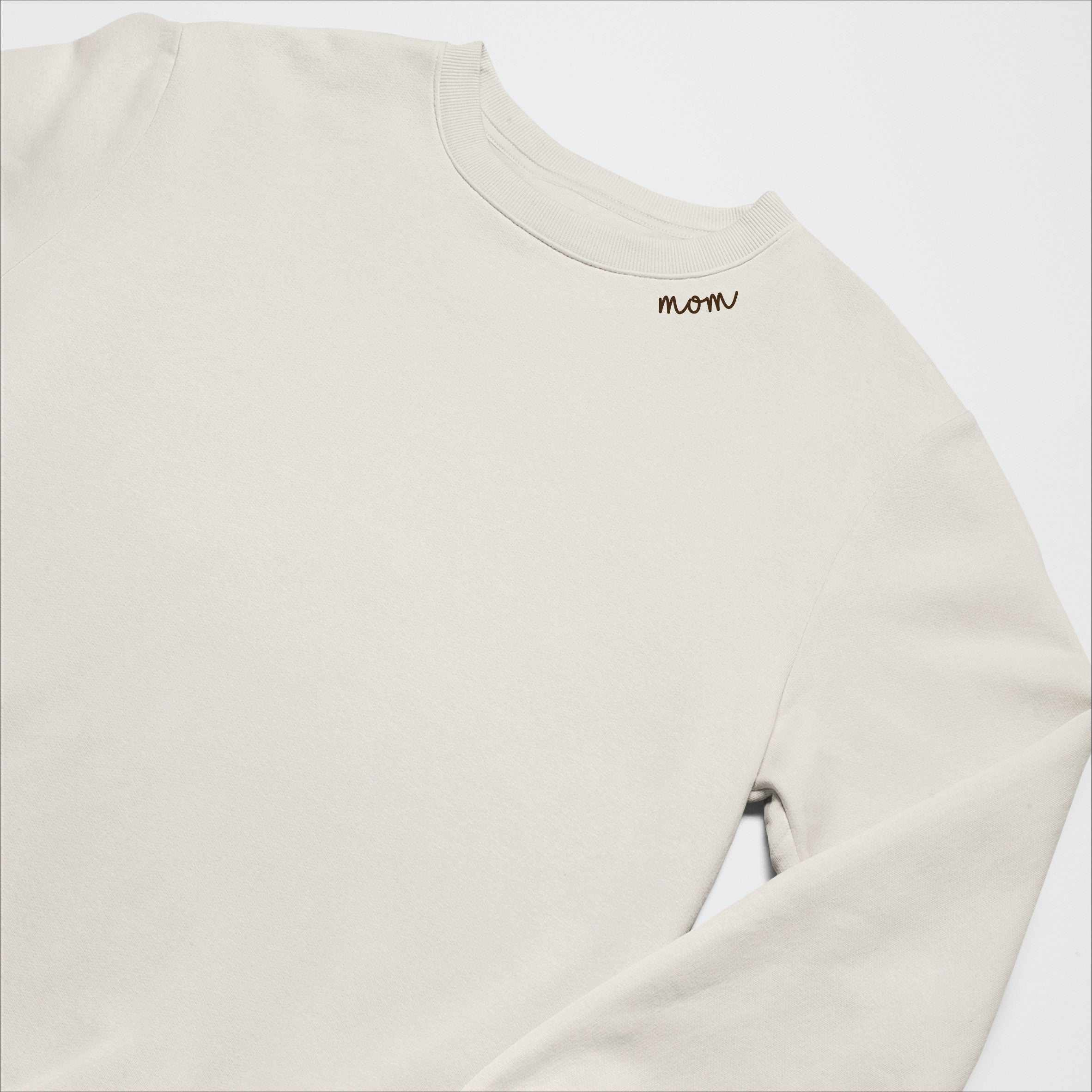 Embroidered Collar Organic Cotton Sweatshirt "Mom"
